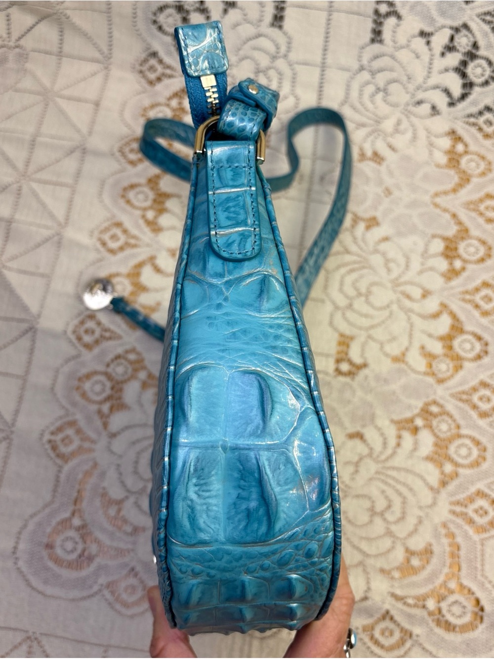 Brahmin Shayna Mermaid Green Melbourne Croc Embossed Leather - Picture 8 of 15